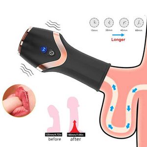 Massager Penis Vergroten Pomp Vibrator voor Mannen Mannelijke Masturbator Eikel Sporter Vertraging Ejaculatie Pijpbeurt Realistische Vagina