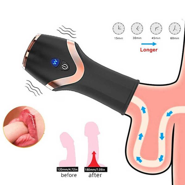 Masseur pénis agrandir pompe vibrateur pour hommes masturbateur masculin gland exercice retarder l'éjaculation pipe réaliste vagin