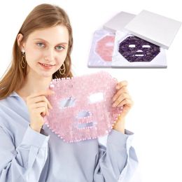 Massager Pink Crystal Eye Mask Hand Made Eye Curtain Sleeping Mask Rose Quartz Cold Therapy Facial Massager Natural Jade Mask