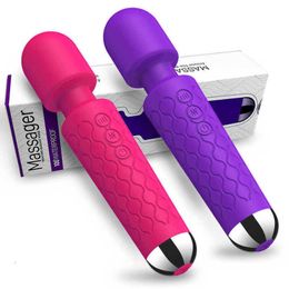 Massager Krachtige orale clit-vibrators voor vrouwen Snelheden Av Toverstaf USB Charge g-spotmassage Volwassen vrouw