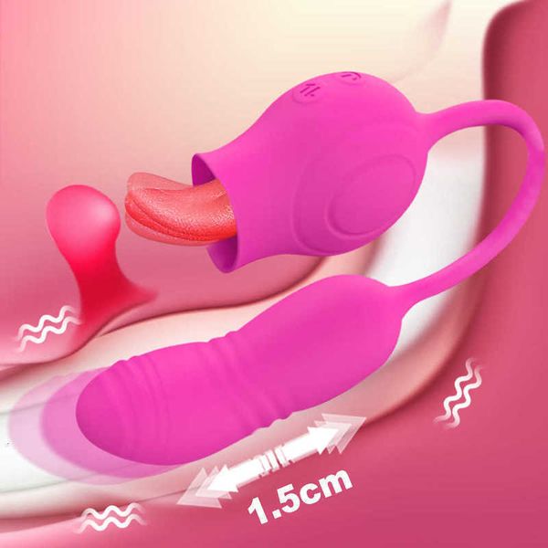 Masseur puissant en Silicone Rose, vibrateur féminin, stimulateur Oral, clitoris, langue, léchage, gode, œuf de poussée, pour adulte