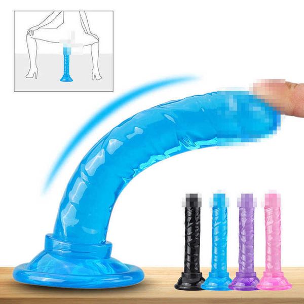 Masseur réaliste gode masturbateur Anal gelée de cristal pour Couples femme ventouse pénis poussée Plug