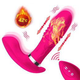 Masseur gode rétractable vibrateur portable chauffé stimulateur Vaginal point G télécommande sans fil adulte