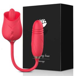 Masseur Rose gode vibrateur de poussée pour les femmes oeuf Clitoris ventouse stimulateur langue léchage adultes marchandises femme Lendgogo