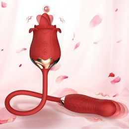 Massager Rose Flower Dildo Zuigvibrator voor vrouwen Clit Clitoris Stimulatie Volwassen siliconen met g-spot stuwkracht