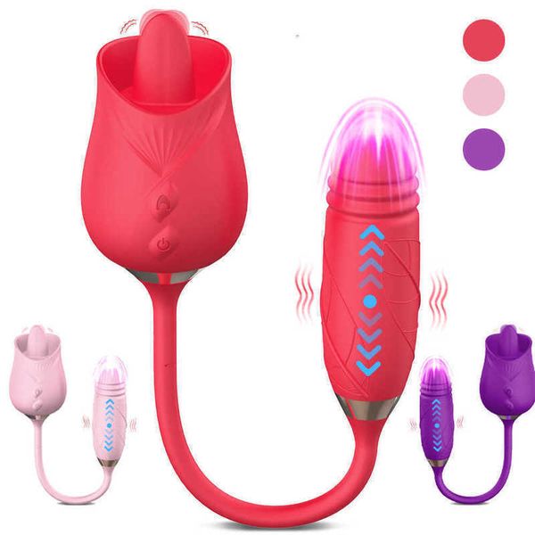 Masseur Rose suceur vibrateur 10 vitesses vibrant avec balle g Spot gode Clitoris stimulateur ventouse mamelon pipe pour les femmes