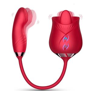 Massager Rose Stak Zuigen Vibrator voor Vrouwen Tepel Clitoris Stimulator Vibrerend Ei Vrouwelijke Dildo Sucker Tong Likken