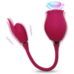 Masseur vendant un vibrateur de succion pour femme, point G, Clitoris, Rechargeable, Double tête, léchage en forme de Rose