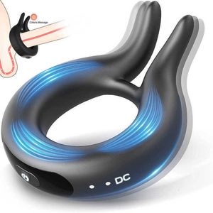 Masseur Sexy Penisring hommes chasteté Cockring vibrant pénis anneau de coq marchandises vibrateur pour hommes adultes Gay 18