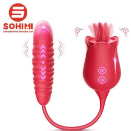 Massager Sohimi Dubbele Hoofden Stak Rose Beste Vibrators met Dildo voor Vrouwen Clitoris Zuigen Stimulatie Vrouwelijke Masturbator