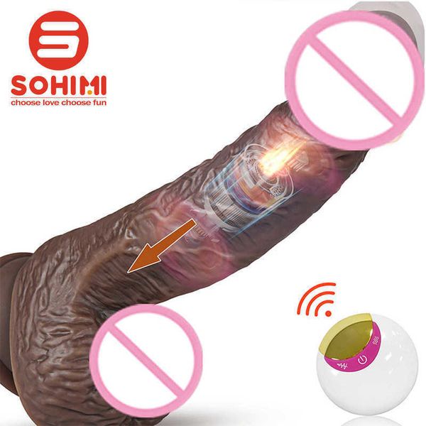 Consolador realista masajeador Sohimi para mujer, consoladores grandes de silicona de 22 Cm, vibradores de punto G con función de calentamiento, Glane giratorio 360