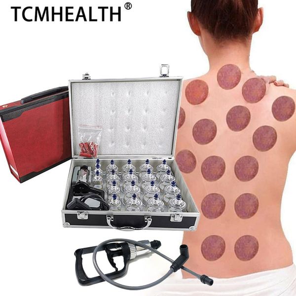 Masajeador TCMHEALTH 19 Piezas Juego de Ventosas de Acupuntura al Vacío Masajeador de Vacío de Plástico Vasos Médicos Frascos Juego de Ventosas de Terapia para Masaje