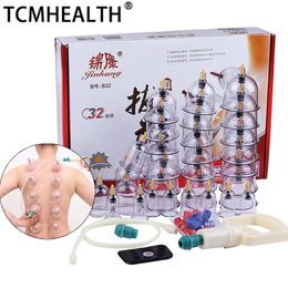 Masajeador TCMHEALTH 32PCS Juego de ventosas de vacío Ventosa de vacío para masaje Acupunto chino con bomba para masaje terapéutico