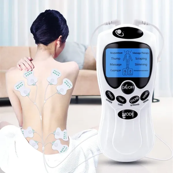 Masseur Tens Muscle Electro Stimulateur avec 8 coussinets d'électrode au cou et à dos Masse-masseur de massage des muscles électriques