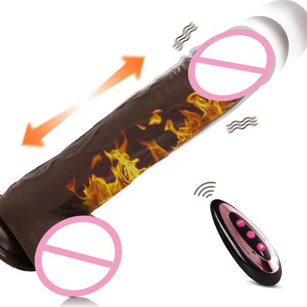 Consolador vibrador de empuje masajeador con calefacción, consoladores vibradores realistas de silicona, Control remoto para juego Anal, estimulación del punto G