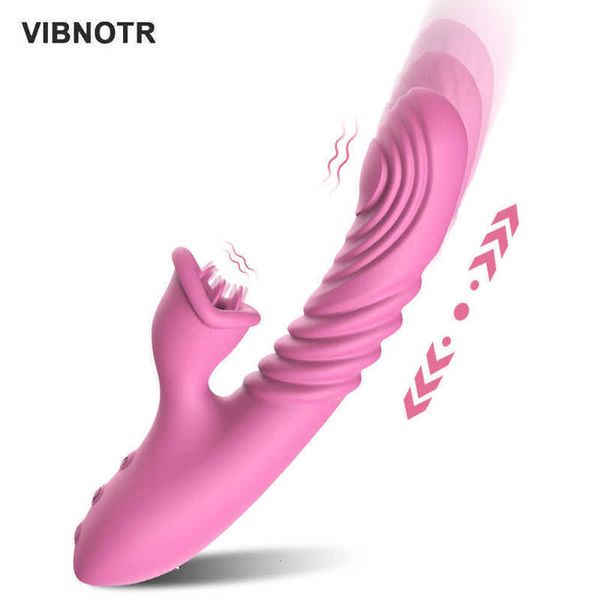 Masseur vibrant point G pour femmes, stimulateur de Clitoris, léchage de langue, télescopique automatique, Masturbation féminine