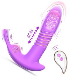 Vibrador de empuje masajeador para mujer, consolador giratorio telescópico, tapón Anal, Control remoto, estimulador de clítoris para masaje de punto g y Vagina