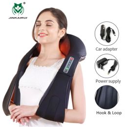 Masajeador u forma electrical shiatsu cuello espalda de cuello masajeador infrarrojo 4d masaje de amasado EU/enchufe plano CAR HOGAR DUAL USE 16 bolas