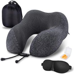 Almohadas de cuello de espuma de memoria de masajeador en forma de U almohada de viaje de viaje de viaje lento