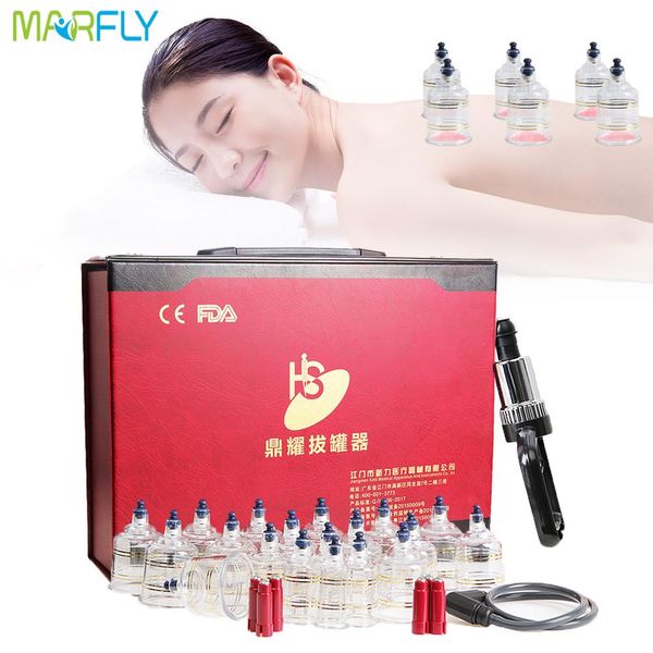 Masseur ventouses sous vide, coffret cadeau de thérapie de Massage, acupuncture, médecine chinoise, pot de physiothérapie Guasha, ventouse de Cellulite, masseur corporel