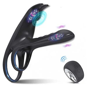 Massager Vibrerende Cockring Paar Vibrator met Dual Motor Draadloze Cock Penis Ring Volwassen Sexy voor Mannen Vertraging Ejaculatie Penisring