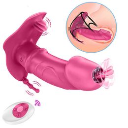 Consolador vibrador portátil para mujer, masajeador, Cunnilingus Oral, Vagina, lengua, lamiendo, calefacción, estimulador de clítoris femenino