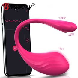 Consolador vibrador inalámbrico con Bluetooth para mujer, masajeador con aplicación remota, Control Dual, bragas con bola para Vagina, adulto 18