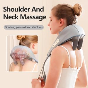 Massageurs pour le cou et les épaules avec une chaleur shiatsu pétriseur couche masseur de massage de massage cervical rechargeable muscle apaisant 231221