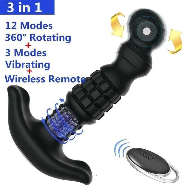 Massagers Sexe Toy Massageur à 360 degrés Rotation de fil sans fil rotatif anal vibrateur Massage gpot femelle Dilator Dilator Big Butt Plug