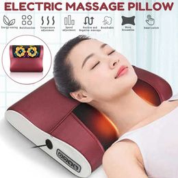 Nekkussen masseren met 16 koppen Ontspanningsmassagekussen Elektrisch schouderrugverwarming Knedentherapie Nekmassage Vibrator Taille Beenstress 230828