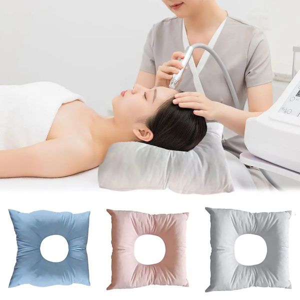 Oreiller de massage cervical 1 pièce, oreiller de massage face vers le bas avec trou, dossier carré, coussin de table de lit SPA, coussin en coton doux lavable et réutilisable 231113