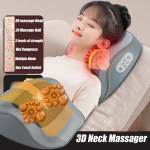 Nekkussen masseren 3D- en rugmassageapparaat Shiatsu Verwarming Schouderkussen Ontspanning Pijnverlichting Ondersteuning van de cervicale wervelkolom 230920