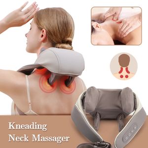 Nekkussen masseren 5D kneden Shiatsu-massagesjaal Chiropractie rugmassageapparaat voor nek-schouderpijnverlichting Verwarming nekmassageador Massagem 231218