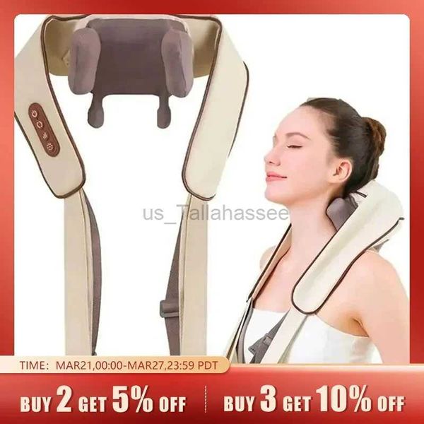 Massager Neck Pillowws Masajeador recargable de 6 cabezas para todo el cuerpo, almohadilla de masaje eléctrica, almohada para cuello, hombros, cintura, masajeador de amasamiento de tejido profundo calentado 240322