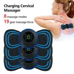 Oreillers de massage pour le cou, affichage LCD à 8 modes, civière EMS, masseur électrique, Patch, stimulateur musculaire à impulsion, soulagement Portable de la douleur, mini masseur 231215