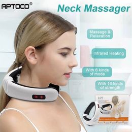 Oreillers de massage Aptoco Masseur électrique Pulse Dos et chauffage infrarouge lointain Outil de soulagement de la douleur Machine de relaxation de soins de santé 230826