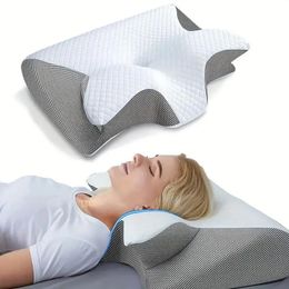 Oreillers de massage pour le cou Oreiller cervical à mémoire de sommeil papillon Rebond lent Oreiller de sommeil confortable en mousse à mémoire de forme Cervical Orthopédique Oreiller de lit de massage du cou 231218