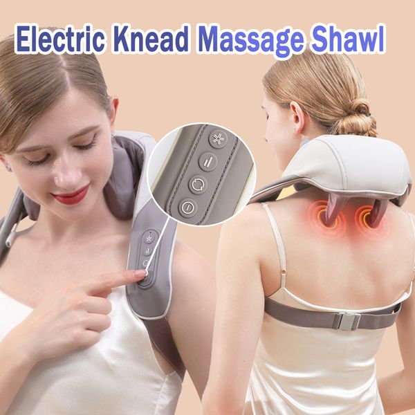 Masajeador de cuello Pillowws Masaje cervical eléctrico Mantón Estimulador de músculos del hombro Comprimir Amasar Masajeador Relajar el cuerpo Antifatiga Cuidado de la salud 230821