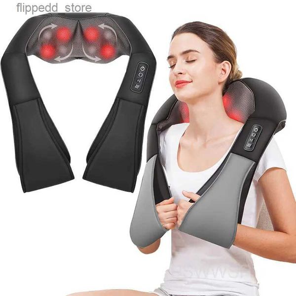 Masajeador de cuello Pillowws Masajeador eléctrico de cuello y espalda Inalámbrico Cuello y hombros Amasamiento Almohada de masaje Cervical Espalda Músculo Relajante Masaje Mantón Q231123