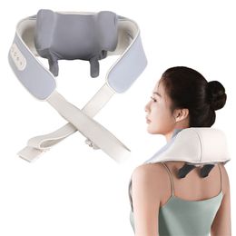 Masajeador de cuello Pillowws Masaje de cuello eléctrico Mantón en forma de U Shiatsu Amasamiento Calentamiento Aliviar el dolor de espalda cervical Relajación Fatiga Dispositivo de masaje corporal 230904