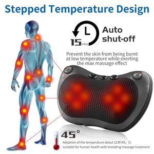 Nekkussen masseren Elektrisch nekmassagekussen voor schouderrugverwarming KnedenInfrarood shiatsu-hoofd Massager8 hoofd 24322