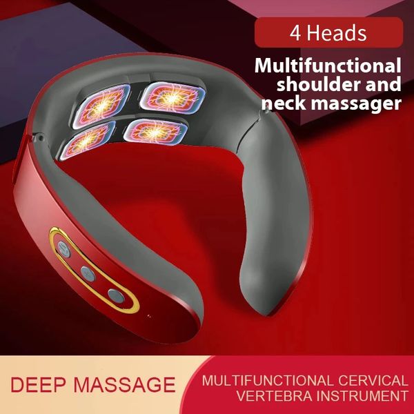 Massage du cou Oreillers Massage du cou électrique Pulse Retour Masseur cervical Chauffage infrarouge Soulagement de la douleur Soins de santé Relaxation Machine Masseur 230327