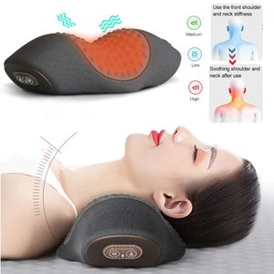 Nekkussen masseren Elektrische nekmassage Cervicaal kussen Verwarming Trillingsmassage Rugtractie Ontspannen Slapen Memory Foam Kussen Wervelkolomondersteuning 231201