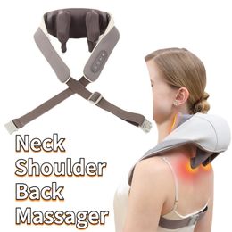 Oreiller de massage électrique pour le cou, les épaules, le dos, chauffage, trapèze, massage musculaire, relaxation du cou, pétrissage 5D, Shiatsu, châle de massage du corps des jambes 231220