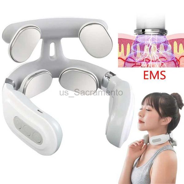 Oreillers de massage électrique pour le cou, les épaules, les impulsions cervicales, instrument de physiothérapie, EMS, pétrissage, chauffage des vertèbres cervicales, soulage la douleur 240323