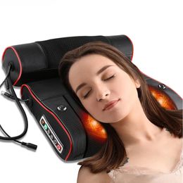 Massage du cou Oreillers Tête de relaxation électrique Oreiller de massage Chauffage du dos Pétrissage Thérapie infrarouge shiatsu AB oreiller Masseur 221208