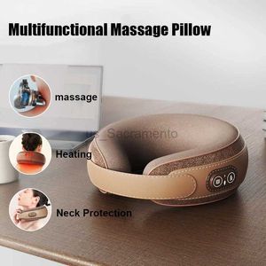 Oreiller de massage électrique en forme de U, oreiller de massage multifonction en mousse à mémoire de forme, oreiller de voyage pour avion, compresse chaude, relaxation, soutien cervical 240323