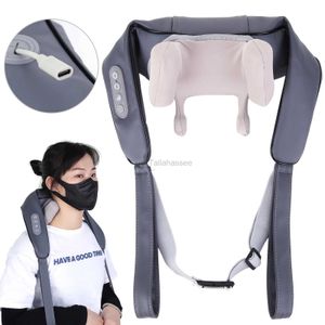 Masajeador de cuello Pillowws Masajeador eléctrico de cuello 5D Amasamiento Shiatsu Mantón de masaje en forma de U Almohada de masaje quiropráctico para alivio del dolor de hombros y cuello 240322