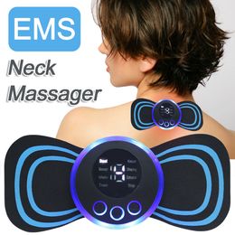Massaging nek kussens EMS Stretcher elektrische massager elektronische cervicale massage patch 8 modus wervel voor verlicht vermoeidheid gezondheidszorg 230821