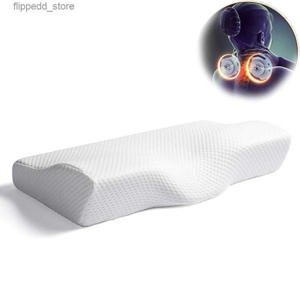 Oreillers de massage pour le cou Vente chaude Oreillers de lit de contour cervical Soutien du cou Oreiller de massage orthopédique personnalisé en mousse à mémoire de forme pour dormeurs au lit Q231123